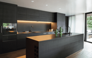 Charcoal coloured kitchen