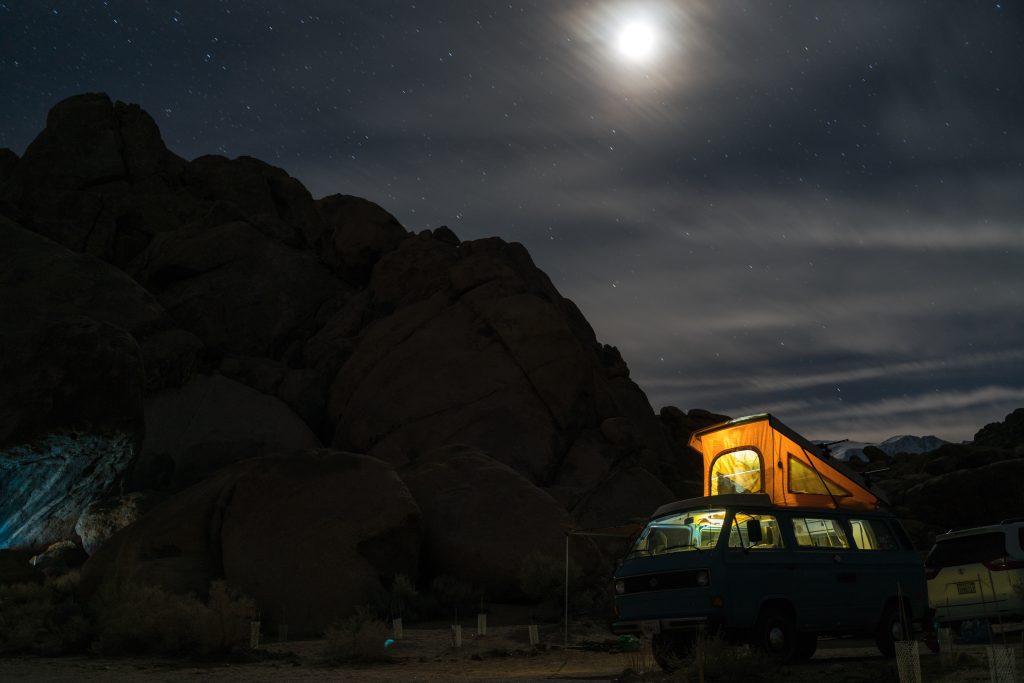 image of a van during night time 